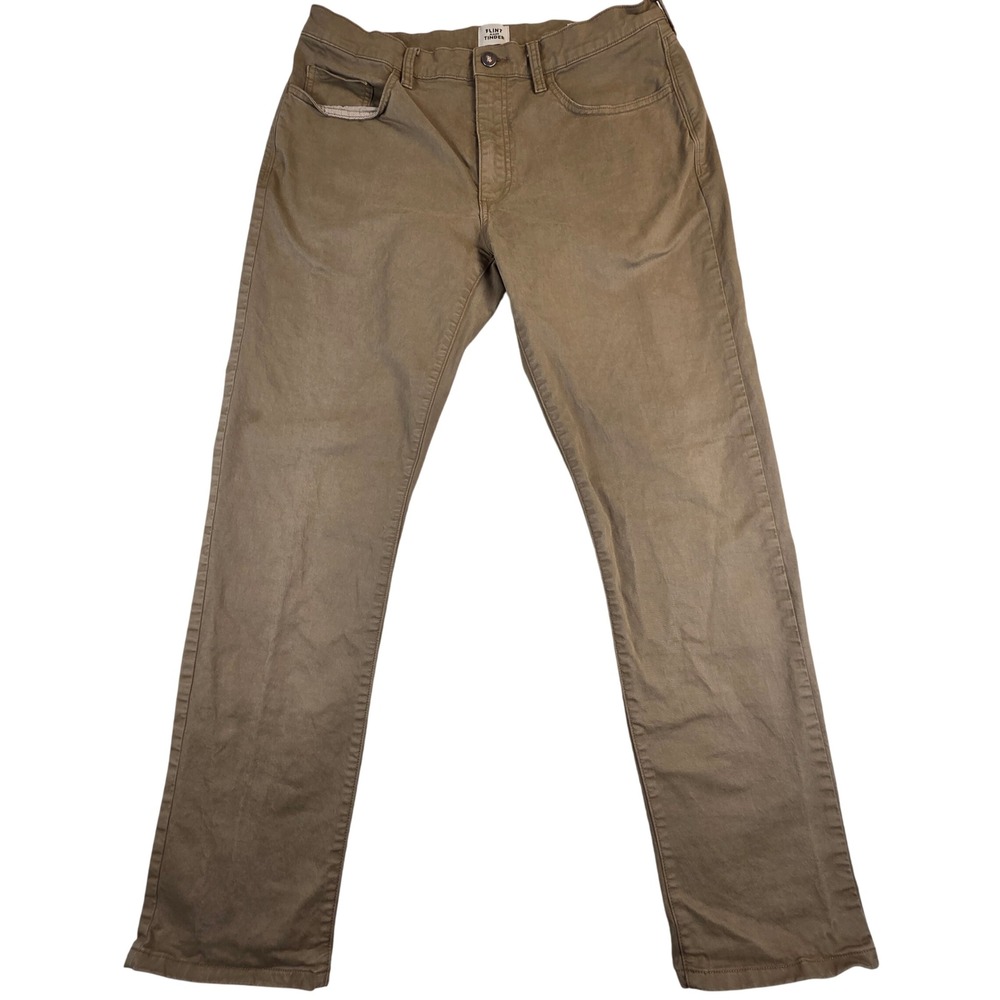 Flint and Tinder 365 Pants Mens 34 Slim Brown Cotton Stretch‎ Chino Huckberry